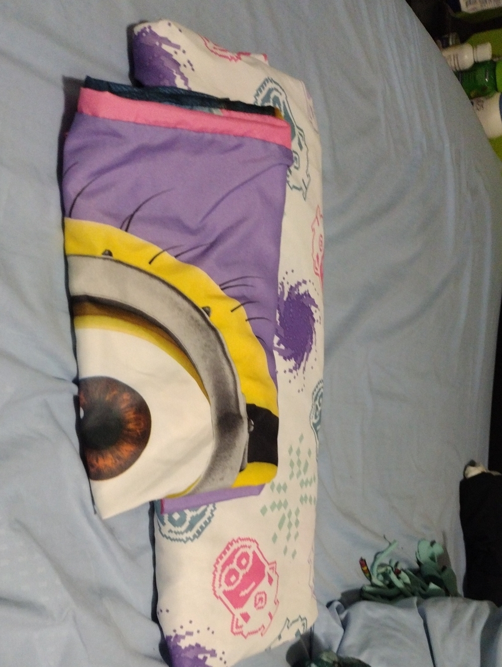Colorful Graphic Minion Pillowcase Set - Purple, Yellow, White